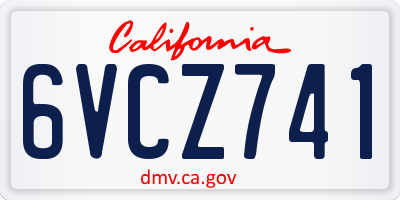CA license plate 6VCZ741