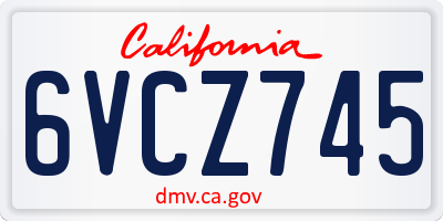 CA license plate 6VCZ745