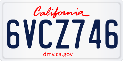 CA license plate 6VCZ746
