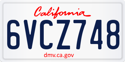 CA license plate 6VCZ748