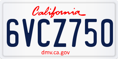 CA license plate 6VCZ750