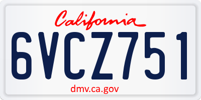 CA license plate 6VCZ751
