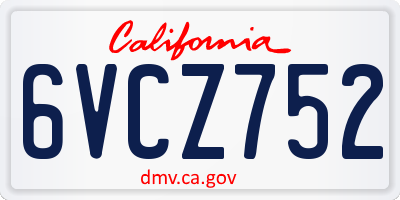 CA license plate 6VCZ752