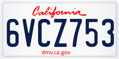 CA license plate 6VCZ753