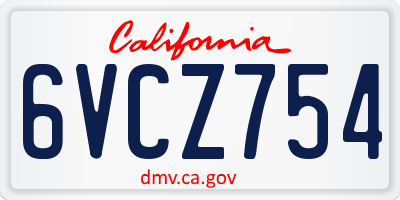 CA license plate 6VCZ754
