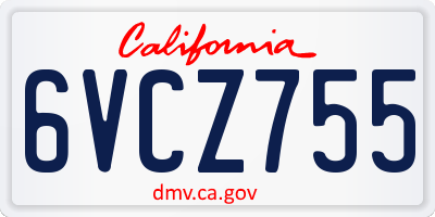 CA license plate 6VCZ755