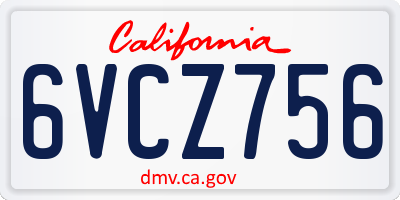 CA license plate 6VCZ756