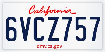CA license plate 6VCZ757