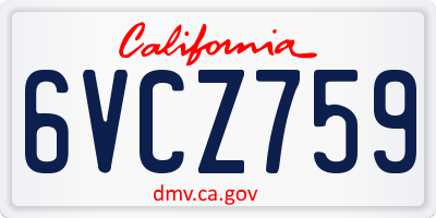 CA license plate 6VCZ759