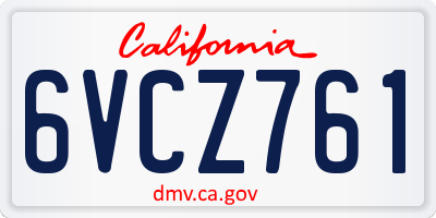 CA license plate 6VCZ761