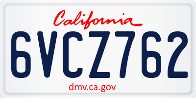 CA license plate 6VCZ762