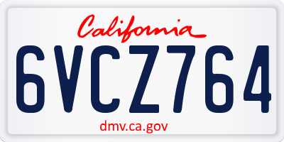 CA license plate 6VCZ764