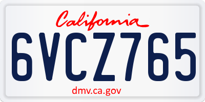 CA license plate 6VCZ765