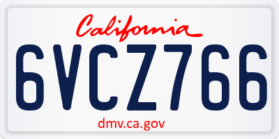 CA license plate 6VCZ766