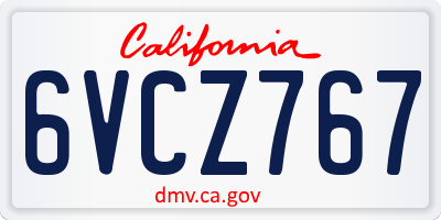 CA license plate 6VCZ767