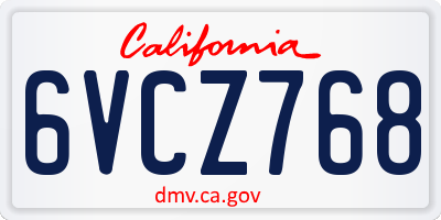 CA license plate 6VCZ768