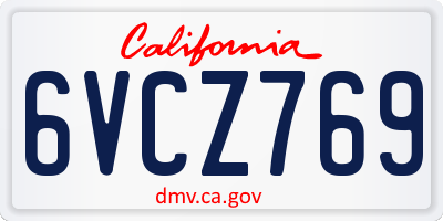 CA license plate 6VCZ769