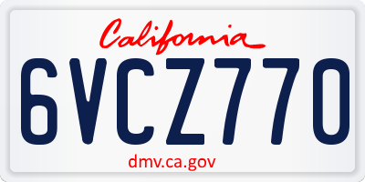 CA license plate 6VCZ770