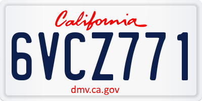 CA license plate 6VCZ771