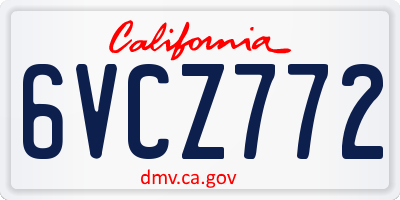 CA license plate 6VCZ772