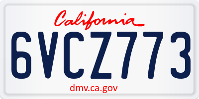 CA license plate 6VCZ773