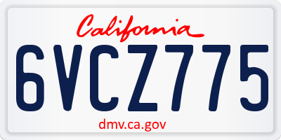 CA license plate 6VCZ775