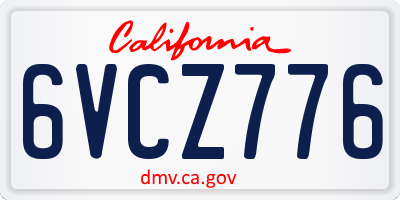 CA license plate 6VCZ776