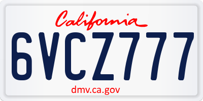 CA license plate 6VCZ777