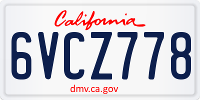 CA license plate 6VCZ778