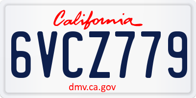 CA license plate 6VCZ779