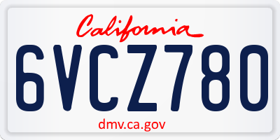 CA license plate 6VCZ780