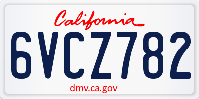 CA license plate 6VCZ782