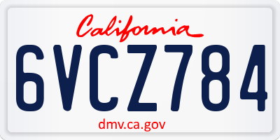 CA license plate 6VCZ784