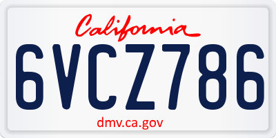 CA license plate 6VCZ786