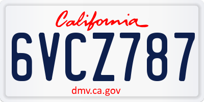 CA license plate 6VCZ787