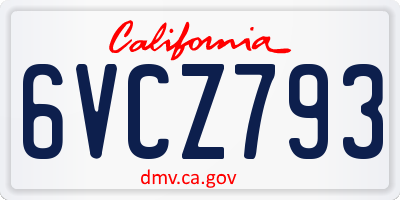 CA license plate 6VCZ793
