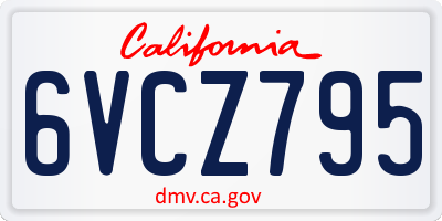 CA license plate 6VCZ795
