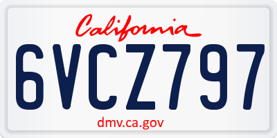 CA license plate 6VCZ797