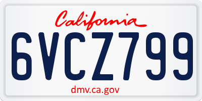CA license plate 6VCZ799