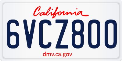 CA license plate 6VCZ800