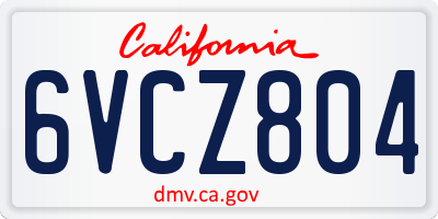 CA license plate 6VCZ804
