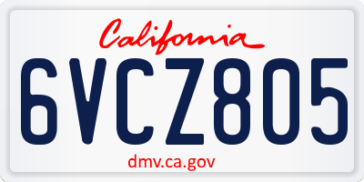 CA license plate 6VCZ805