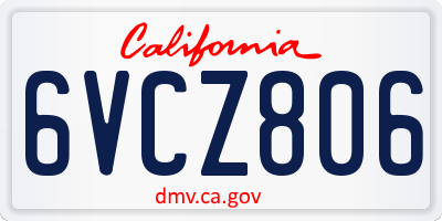 CA license plate 6VCZ806