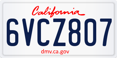 CA license plate 6VCZ807
