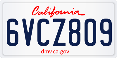 CA license plate 6VCZ809