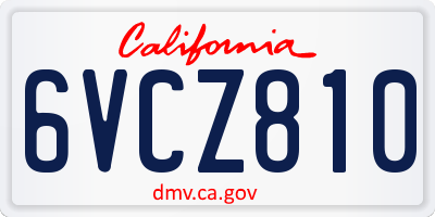 CA license plate 6VCZ810