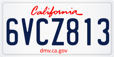CA license plate 6VCZ813