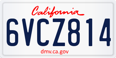 CA license plate 6VCZ814