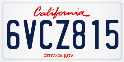 CA license plate 6VCZ815