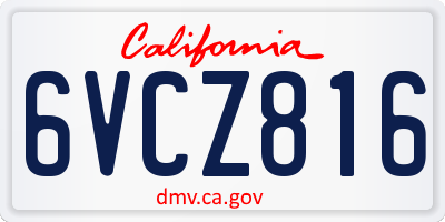 CA license plate 6VCZ816